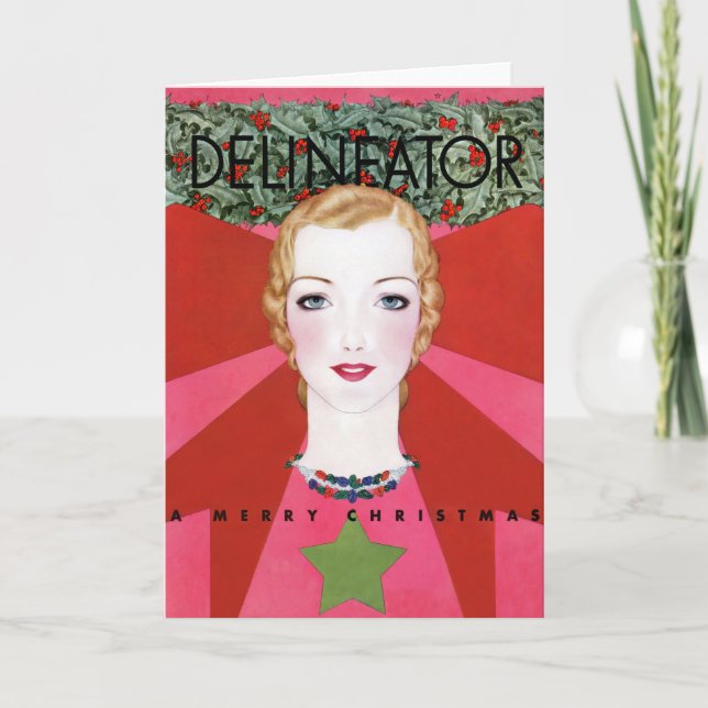 RARE VINTAGE CHRISTMAS ART DECO CHRISTMAS HOLIDAY CARD (Front)