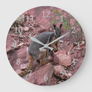 Rare Yellow-footed Rock Wallaby and Baby Australia Large Clock