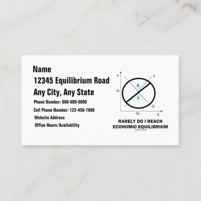 Rarely Do I Reach Economic Equilibrium Econ Humour Business Card (Front)