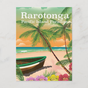 Rarotonga pacific island vintage travel poster postcard