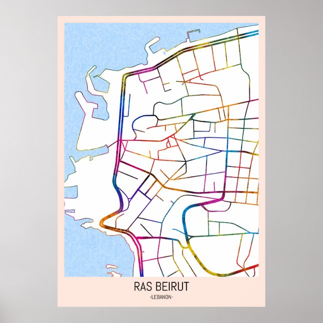 Ras Beirut Lebanon City Map Poster (Front)