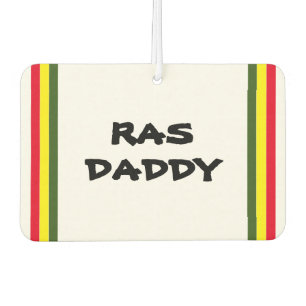 RAS DADDY Red Yellow Green Stripes on WHITE Car Air Freshener