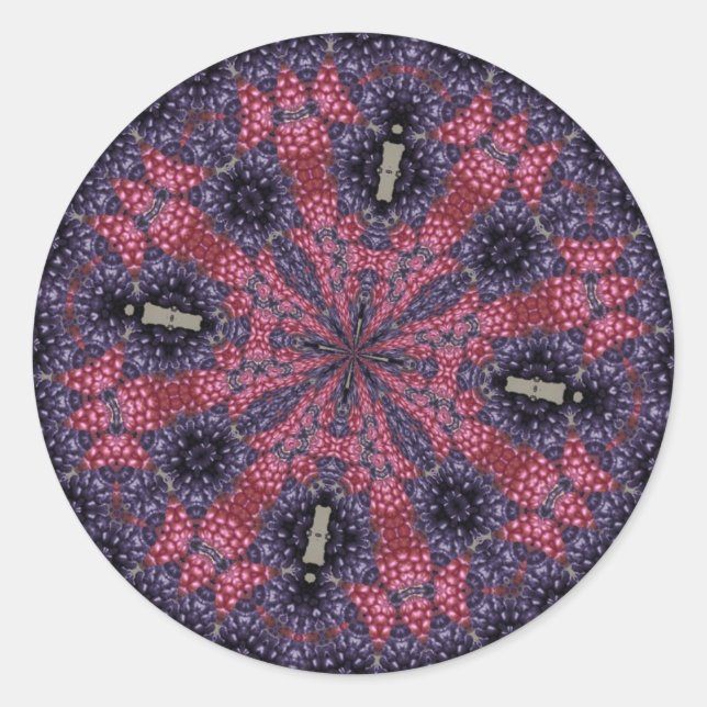Rasberry Starburst Classic Round Sticker (Front)