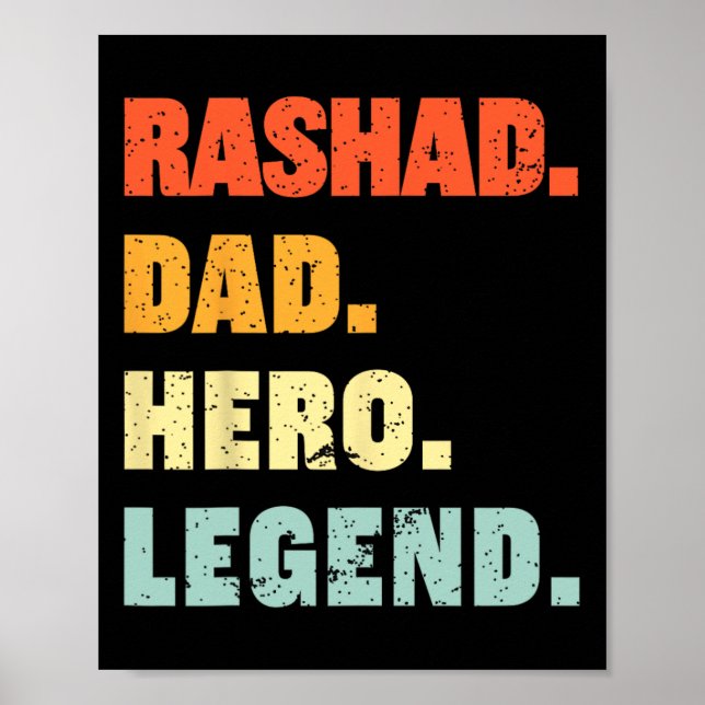 Rashad Dad Hero Legend Personalised Custom Name Fa Poster (Front)
