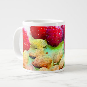 Raspberries and Almonds Watercolor Large Coffee Mug