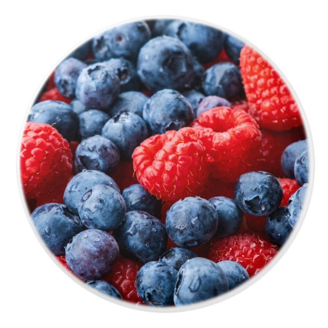 Raspberries and Blueberries Ceramic Knob (Front)