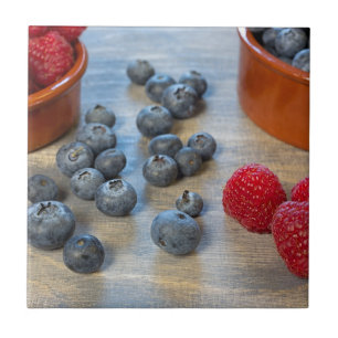 Raspberries and Blueberries Ceramic Tile