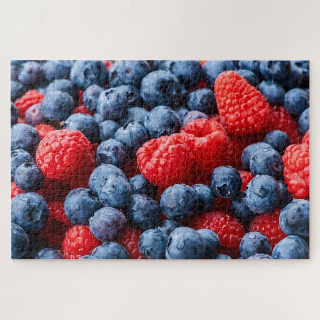 Raspberries and Blueberries Jigsaw Puzzle (Horizontal)