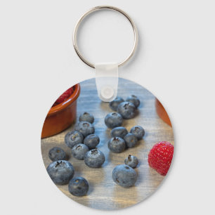 Raspberries and Blueberries Key Ring