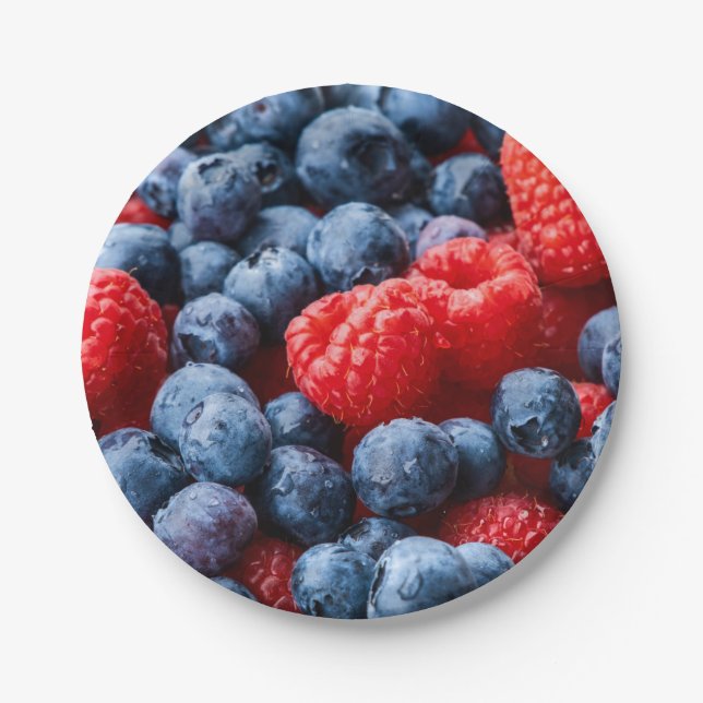 Raspberries and Blueberries Paper Plate (Front)