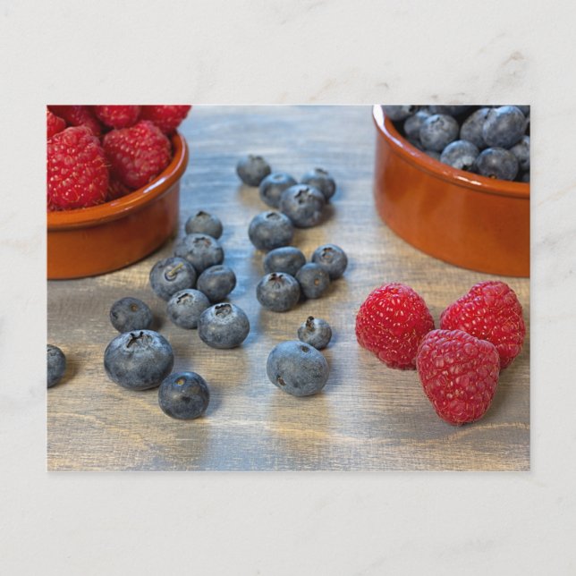 Raspberries and Blueberries Postcard (Front)
