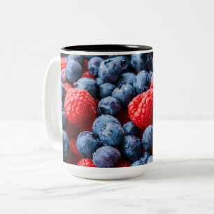 Raspberries and Blueberries Two-Tone Coffee Mug