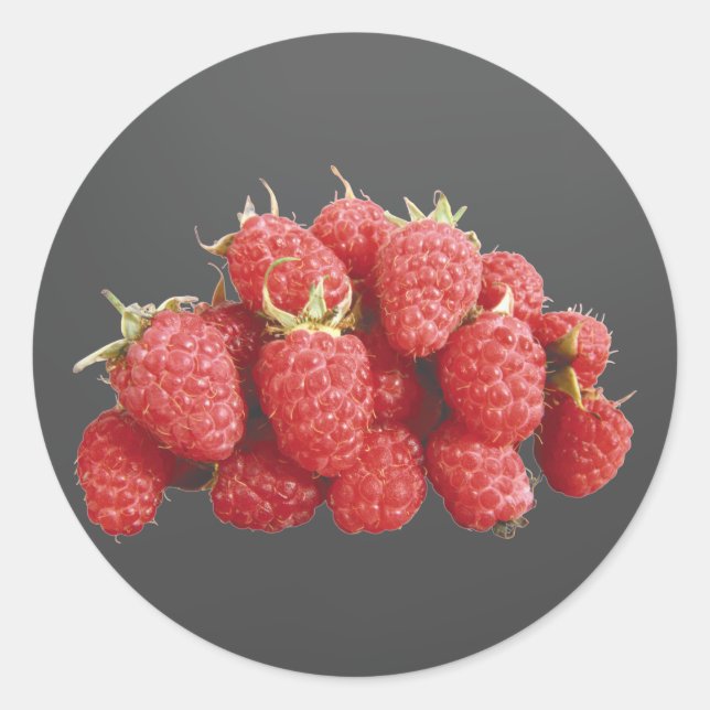 Raspberries Classic Round Sticker (Front)