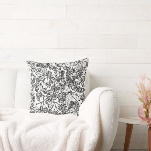 Raspberries hand drawn pattern cushion