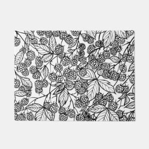 Raspberries hand drawn pattern doormat