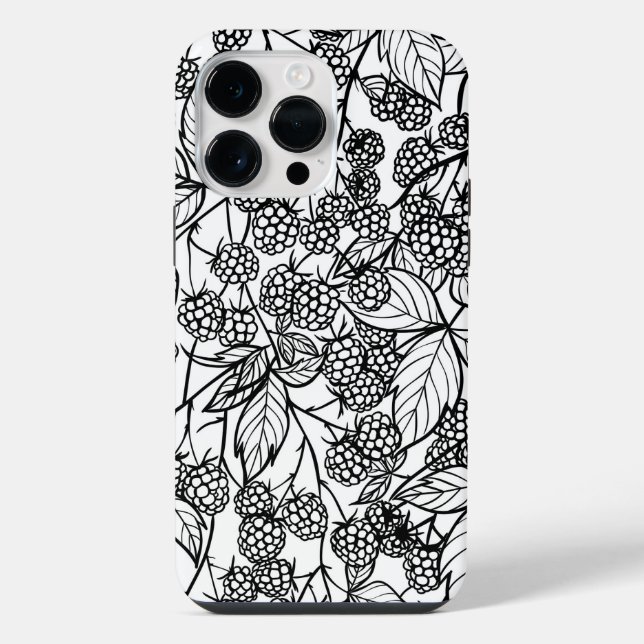 Raspberries hand drawn pattern iPhone case (Back)