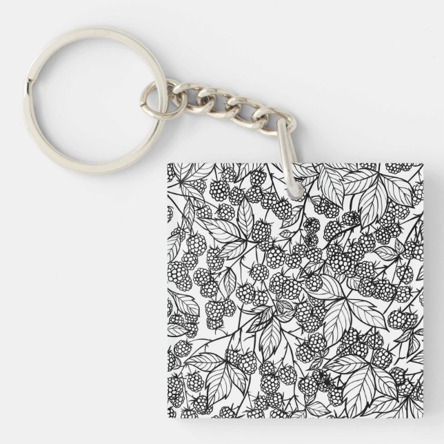 Raspberries hand drawn pattern key ring (Front)