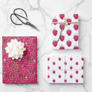 Raspberries Hand-painted Watercolor Pattern Wrapping Paper Sheet