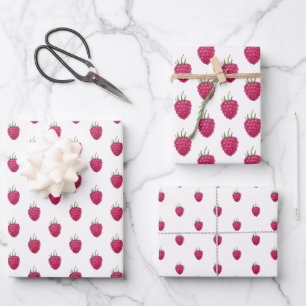 Raspberries Hand-painted Watercolor Pattern Wrapping Paper Sheet