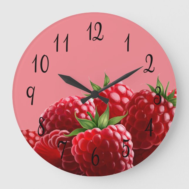 Raspberries Large Clock (Front)