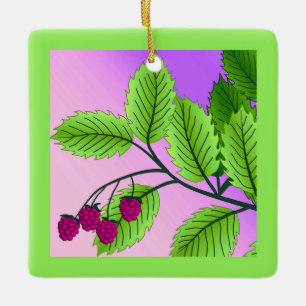Raspberries on a branch ceramic tree decoration
