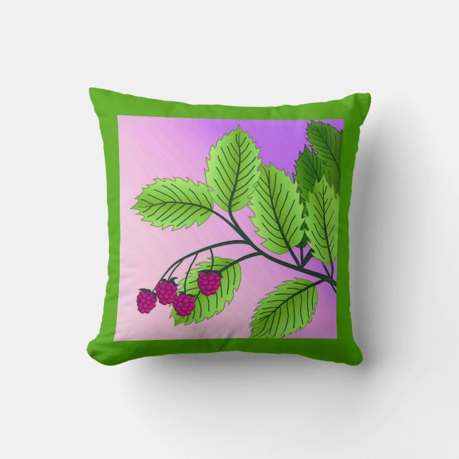 Raspberries on a branch cushion (Front)