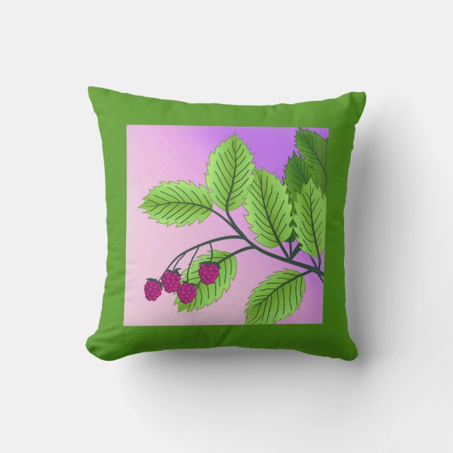 Raspberries on a branch cushion (Front)