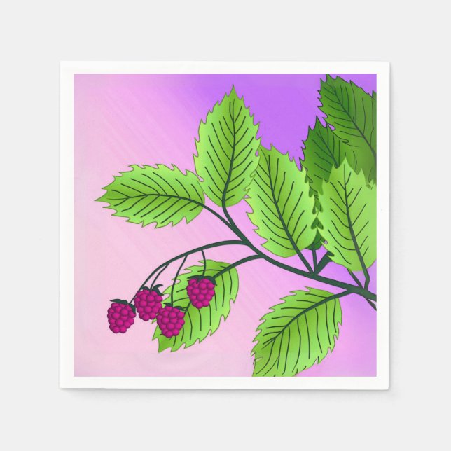 Raspberries on a branch napkin (Front)