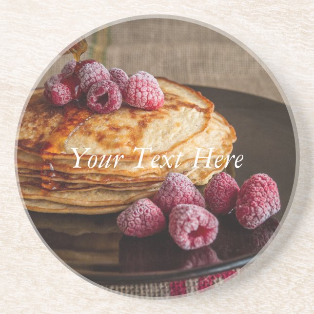 Raspberries on a stack of French Pancakes Coaster (Front)