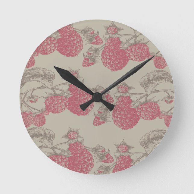 Raspberries Round Clock (Front)