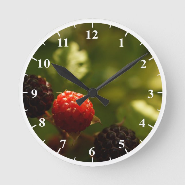 Raspberries Round Medium Wall Clock (Front)