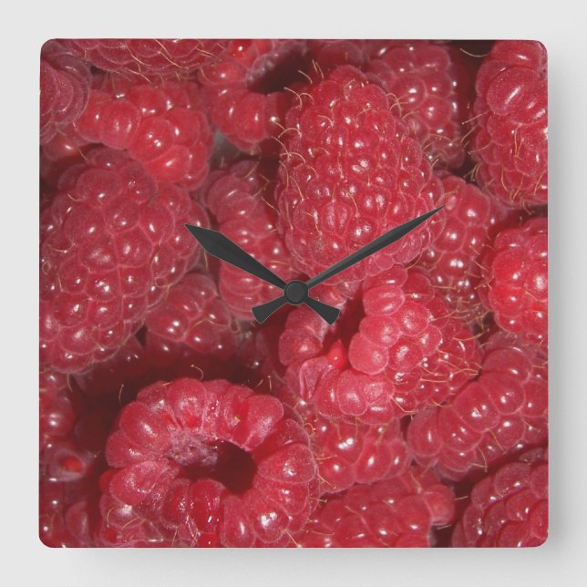 Raspberries Square Wall Clock (Front)