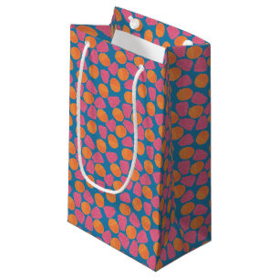Raspberries, Tangerines on Bright Turquoise Blue Small Gift Bag
