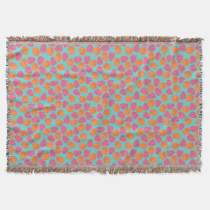 Raspberries, Tangerines on Bright Turquoise Blue Throw Blanket