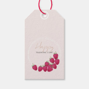 Raspberries Watercolor Happy Valentine`s Day Gift Tags