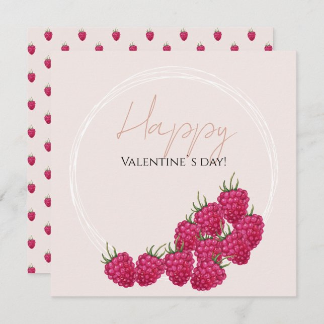 Raspberries Watercolor Illustration Card (Front/Back)