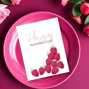 Raspberries Watercolor Illustration Postcard