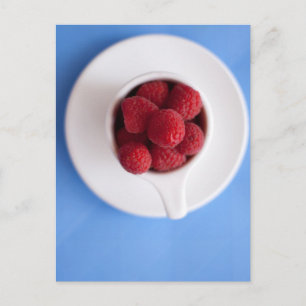 raspberries white and blue postcard