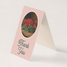 Raspberry and Floral Folded Thank You Card