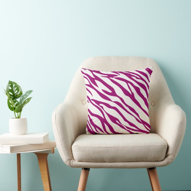 Raspberry and Off-White Zebra Design Pillow (Chair)