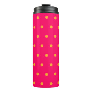 Raspberry and Orange Polka Dots Thermal Tumbler