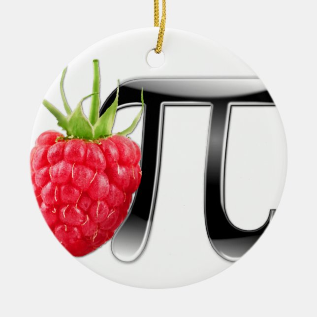 Raspberry and Pi symbol Ceramic Tree Decoration (Front)
