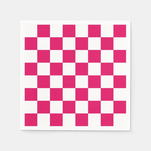 Raspberry and White Chequered Pattern Napkin (Front)