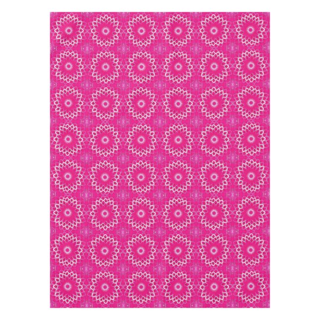 Raspberry and White Floral Tablecloth (Front)