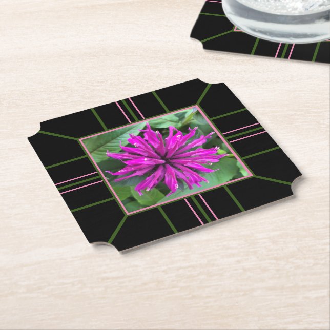 "Raspberry Bee Balm" Paper Coasters (Angled)