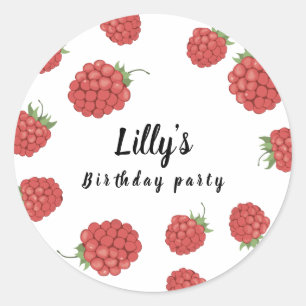 Raspberry birthday classic round sticker