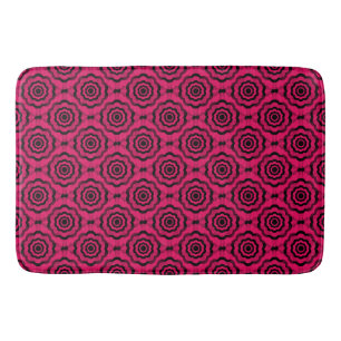 Raspberry Black Flower Seamless Pattern Bath Mat