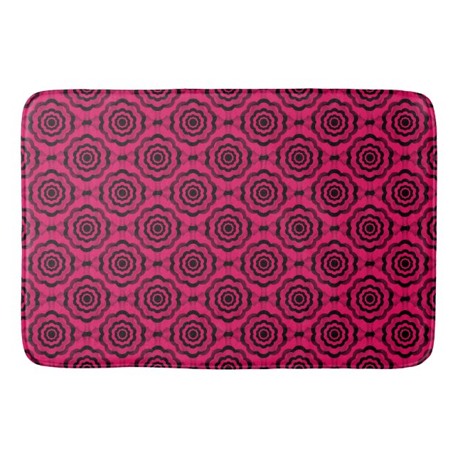 Raspberry Black Flower Seamless Pattern Bath Mat (Front)