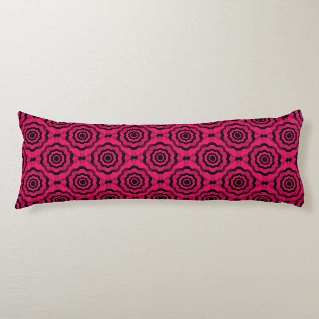 Raspberry Black Flower Seamless Pattern Body Cushion (Front)