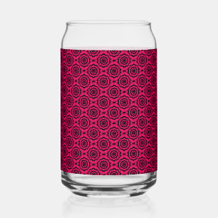 Raspberry Black Flower Seamless Pattern Can Glass